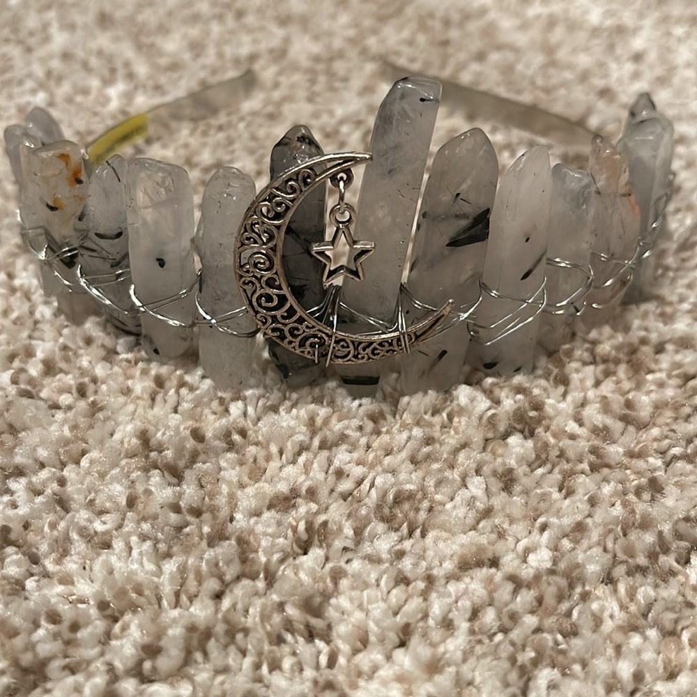 TOURMALINATED QUARTZ CRYSTAL CROWN HEADBAND
